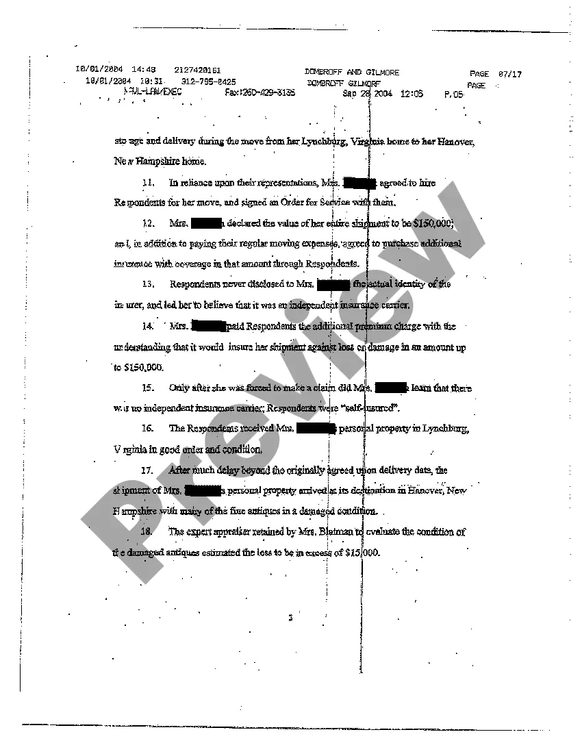 Preview A01 Petition for Declaratory Judgment for Consumer Fraud Inducement to Contract and Violation of Interstate Commerce Act