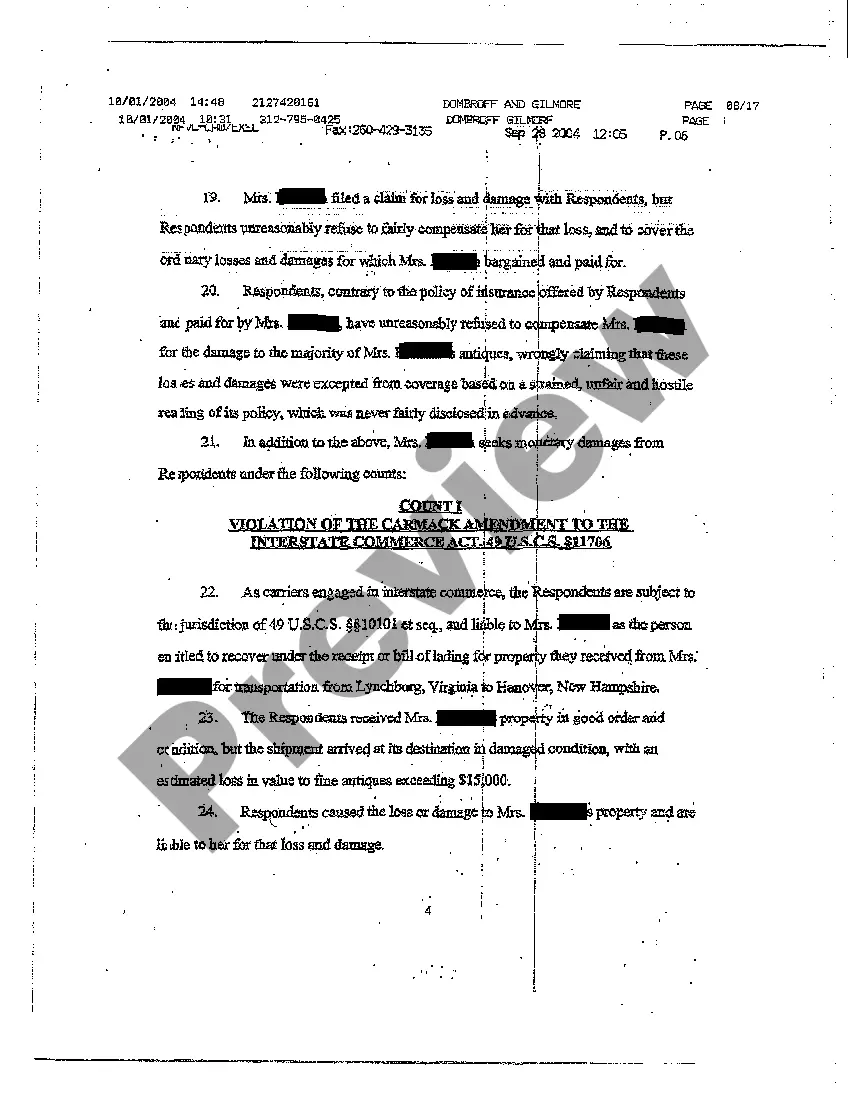 Preview A01 Petition for Declaratory Judgment for Consumer Fraud Inducement to Contract and Violation of Interstate Commerce Act