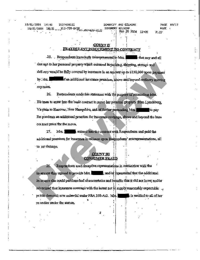 Preview A01 Petition for Declaratory Judgment for Consumer Fraud Inducement to Contract and Violation of Interstate Commerce Act