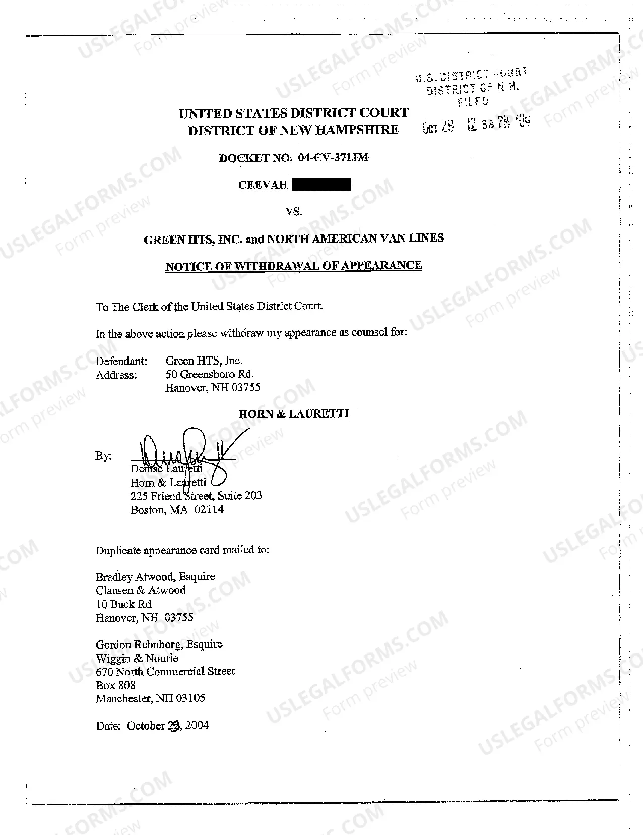 Preview A05 Entry of Appearance for Defendant's Counsel