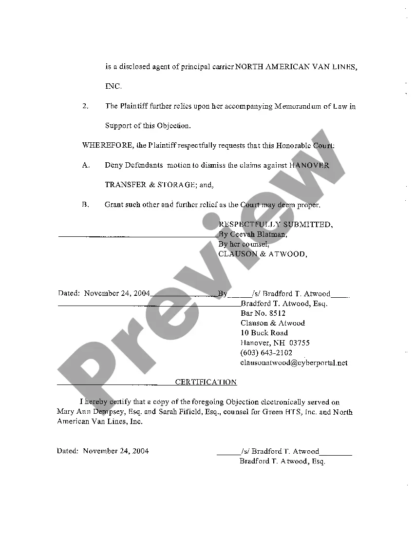 Preview A08 Plaintiff's Objection to Defendants Motion to Dismiss the Claims