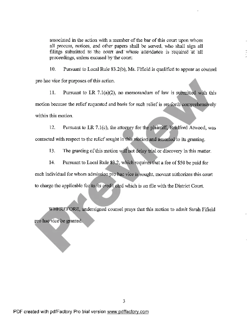 Get A10 Defendant's Assented-to Motion to Permit Attorney to Appear Pro Hac Vice Preview A10 Defendant's Assented-to Motion to Permit Attorney to Appear Pro Hac Vice
