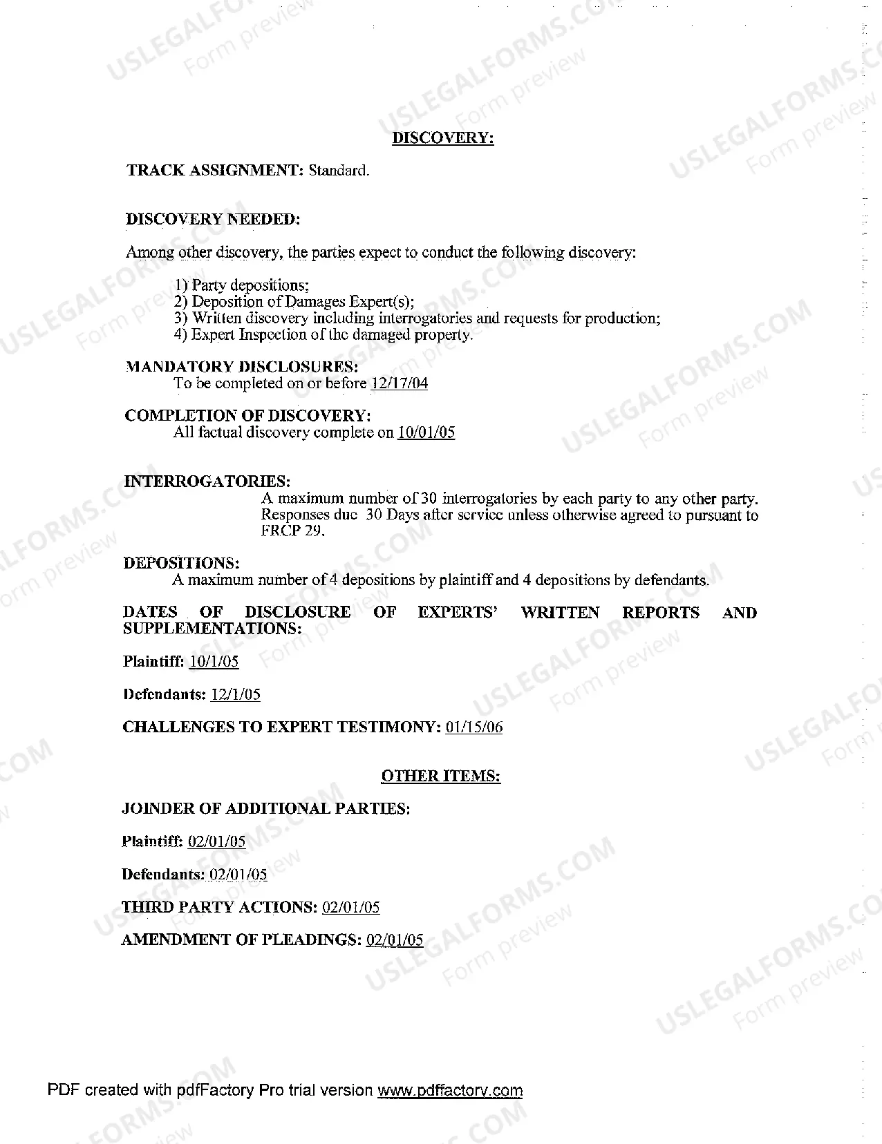Preview A11 Rule 26 Joint Discovery Plan