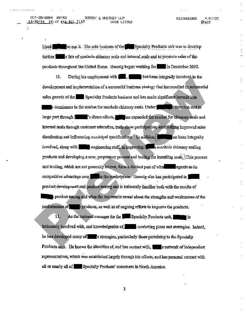 Preview A01 Verified Petition for Injunction for Breach of Noncompete and Trade Secrets Employment Contract