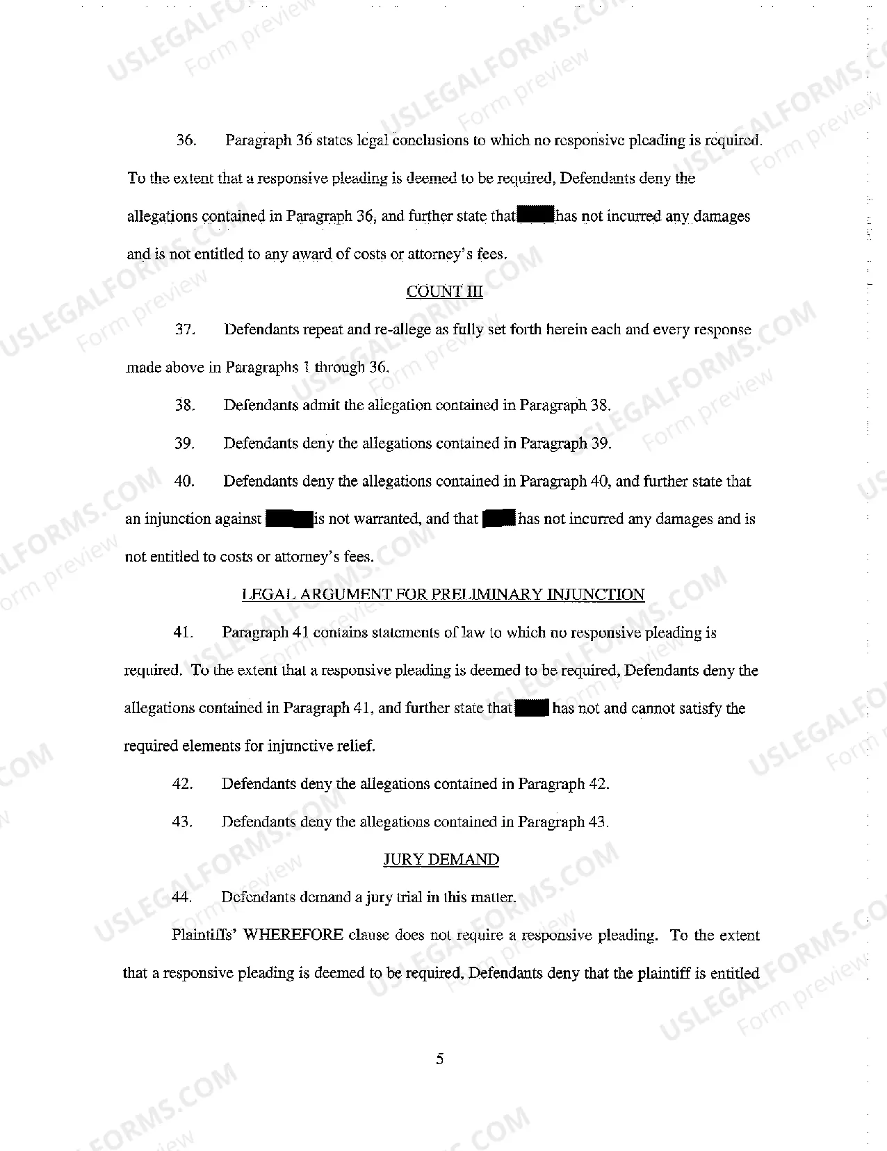 Preview A04 Defendants' Answer to Plaintiff's Verified Petition for Preliminary and Permanent Injunction