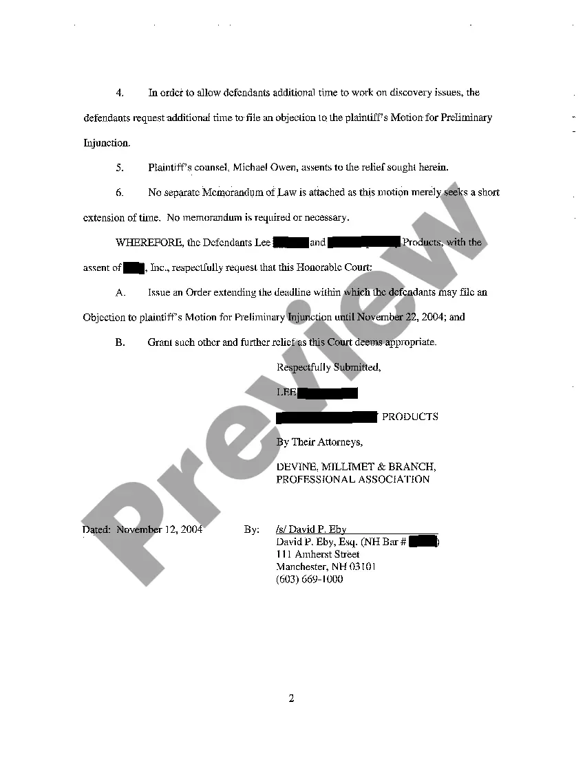 Preview A03 Assented-to Motion to Continue Deadline to File Objection to Motion for Preliminary Injunction