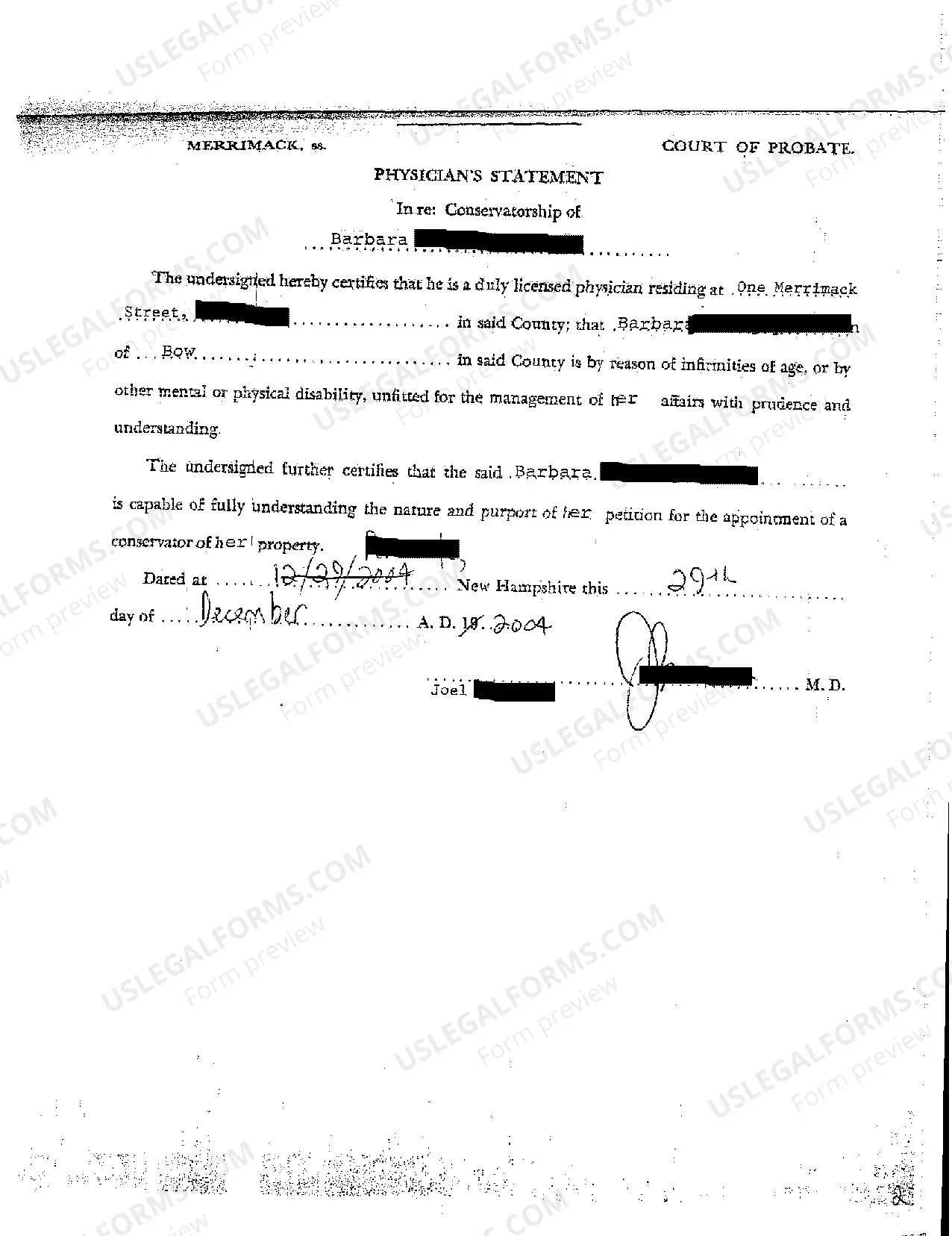 Preview A02 Order Transferring Fiduciary Bond to Conservator ship