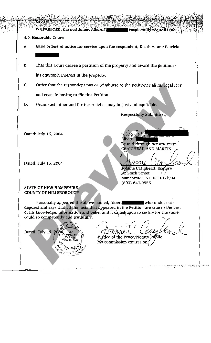 Get A01 Petition for Partition of Property Preview A01 Petition for Partition of Property