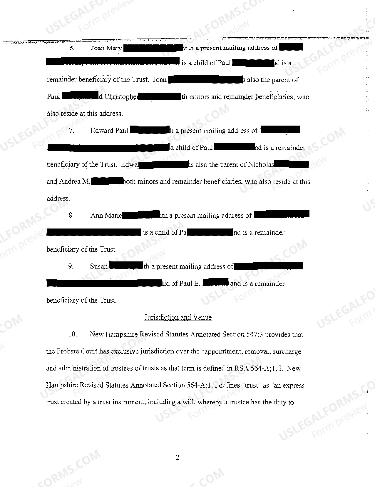 Preview A01 Petition to Appoint Successor Trustee