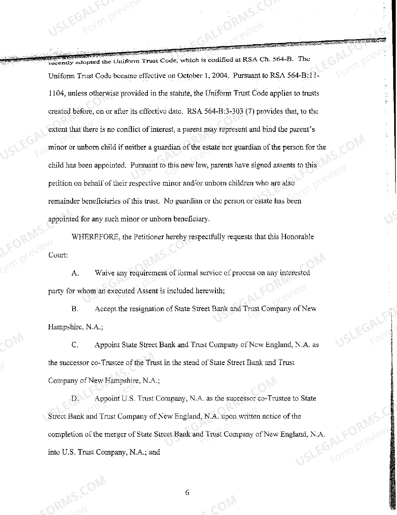 Preview A01 Petition to Appoint Successor Trustee