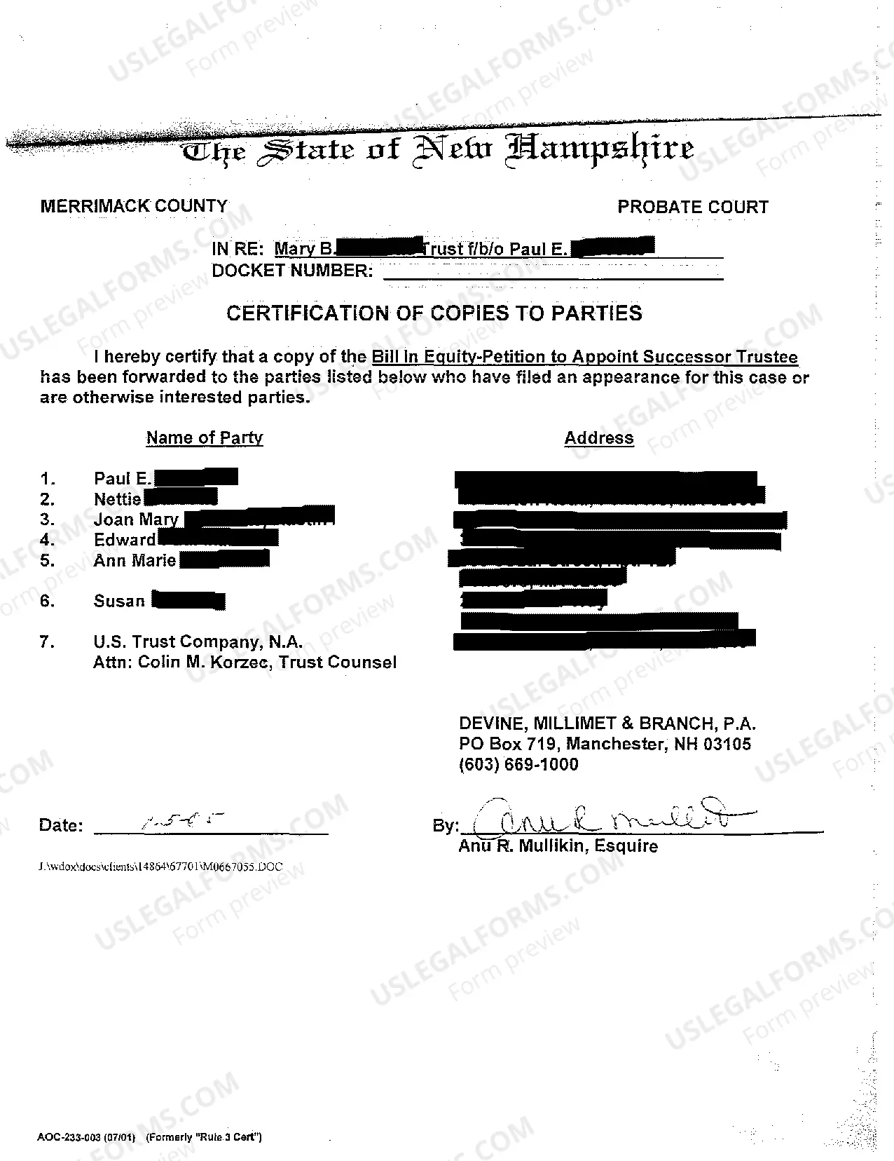 Preview A01 Petition to Appoint Successor Trustee