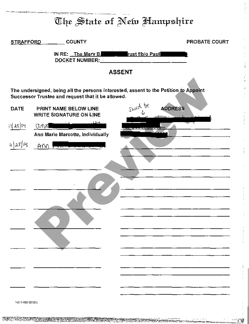 Get A02 Assent to Petition to Appoint Successor Trustee Preview A02 Assent to Petition to Appoint Successor Trustee