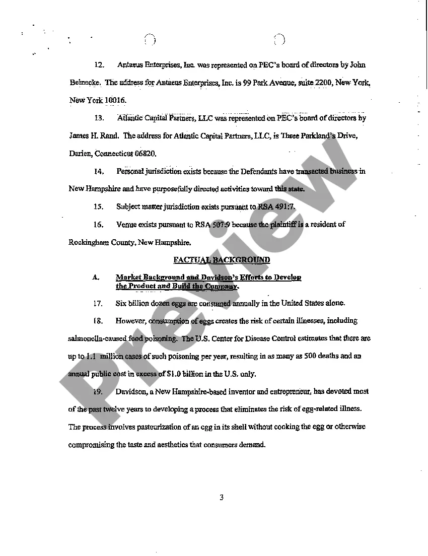 Preview A01 Declaration to Writ of Summons Breach of Contract and Conversion of Plaintiff's Technology Invention