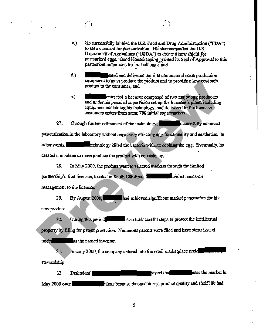 Preview A01 Declaration to Writ of Summons Breach of Contract and Conversion of Plaintiff's Technology Invention