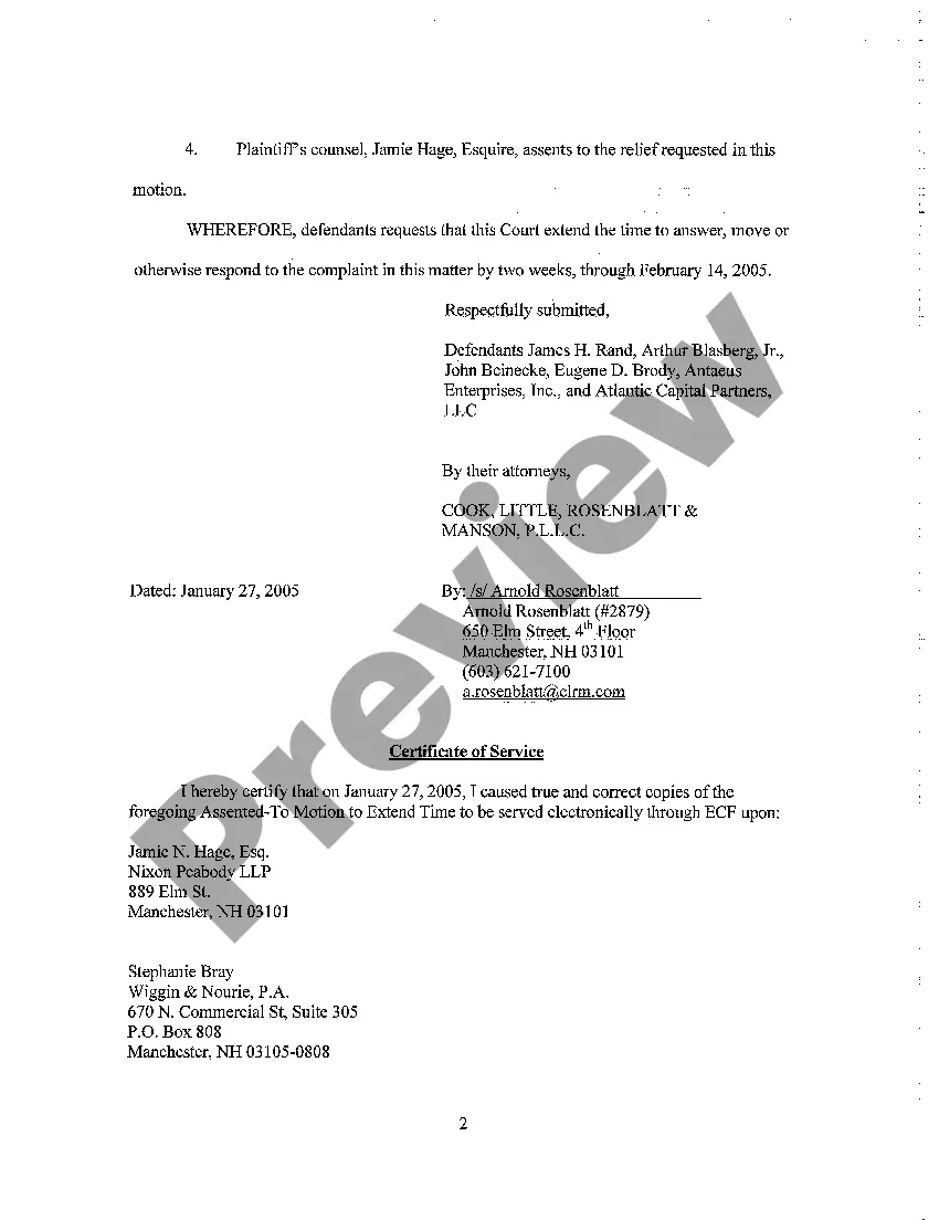 Get A02 Assented-to Motion of Defendants to Extend Time to Respond to Complaint Preview A02 Assented-to Motion of Defendants to Extend Time to Respond to Complaint
