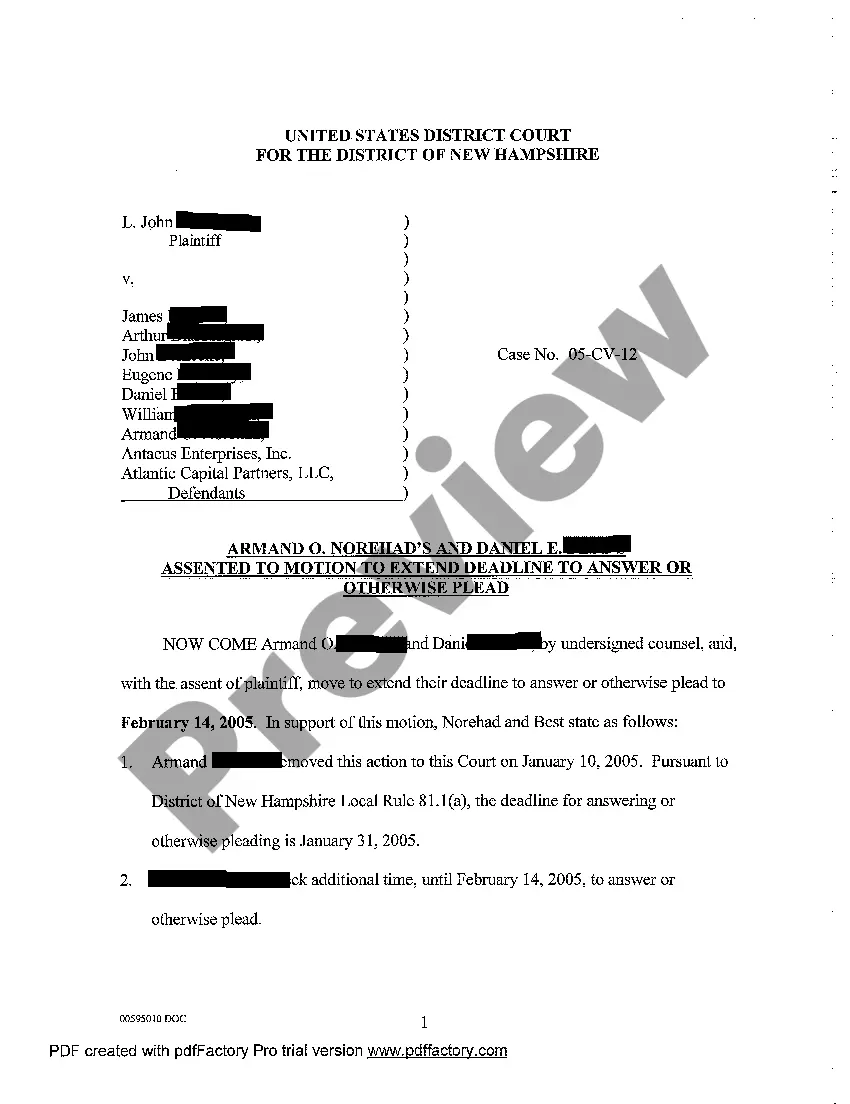 Get A02 Assented-to Motion of Defendants to Extend Time to Respond to Complaint Preview A02 Assented-to Motion of Defendants to Extend Time to Respond to Complaint