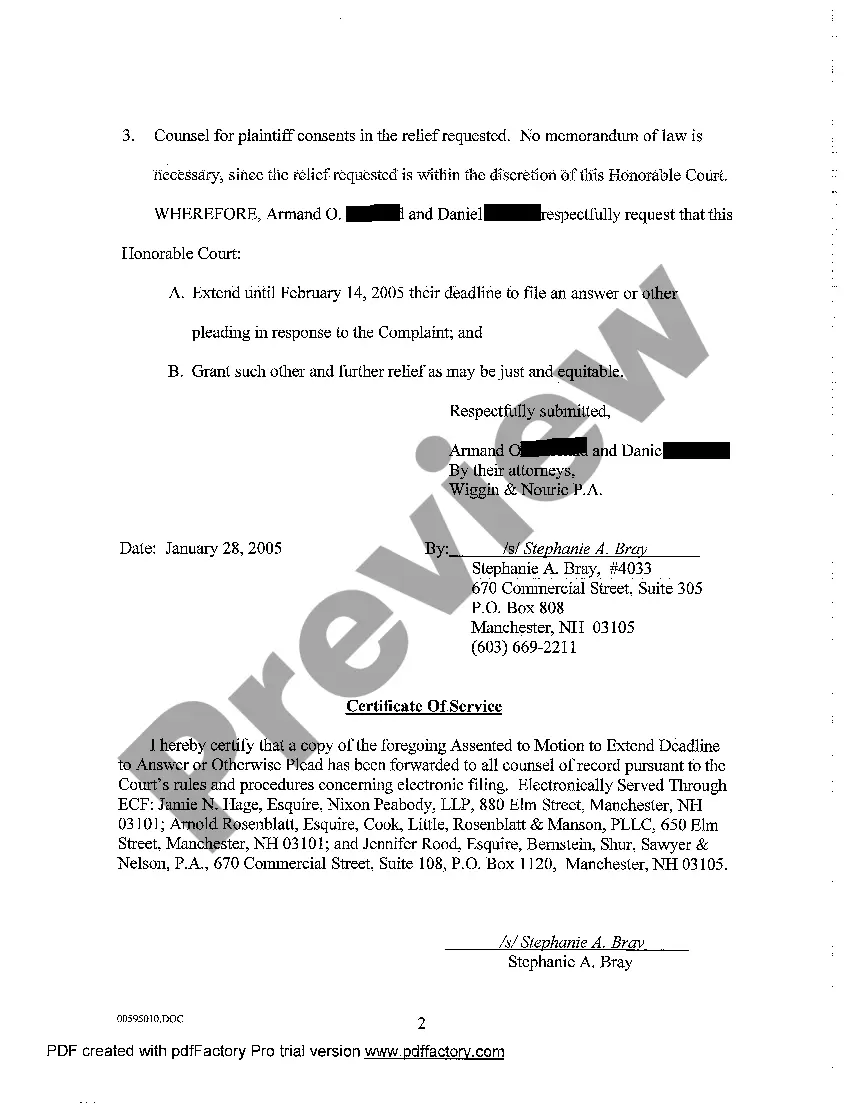 Get A02 Assented-to Motion of Defendants to Extend Time to Respond to Complaint Preview A02 Assented-to Motion of Defendants to Extend Time to Respond to Complaint