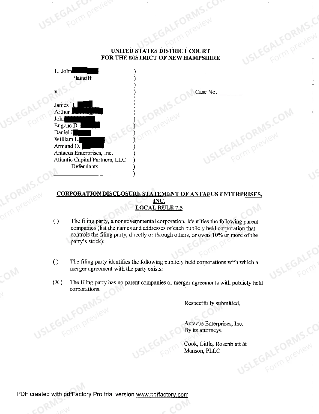 Preview A06 Disclosure Statement Local Rule 7.5