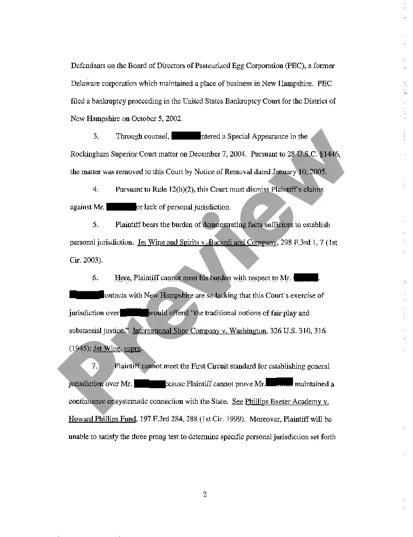 Get A07 Motion to Dismiss for Lack of Personal Jurisdiction Preview A07 Motion to Dismiss for Lack of Personal Jurisdiction