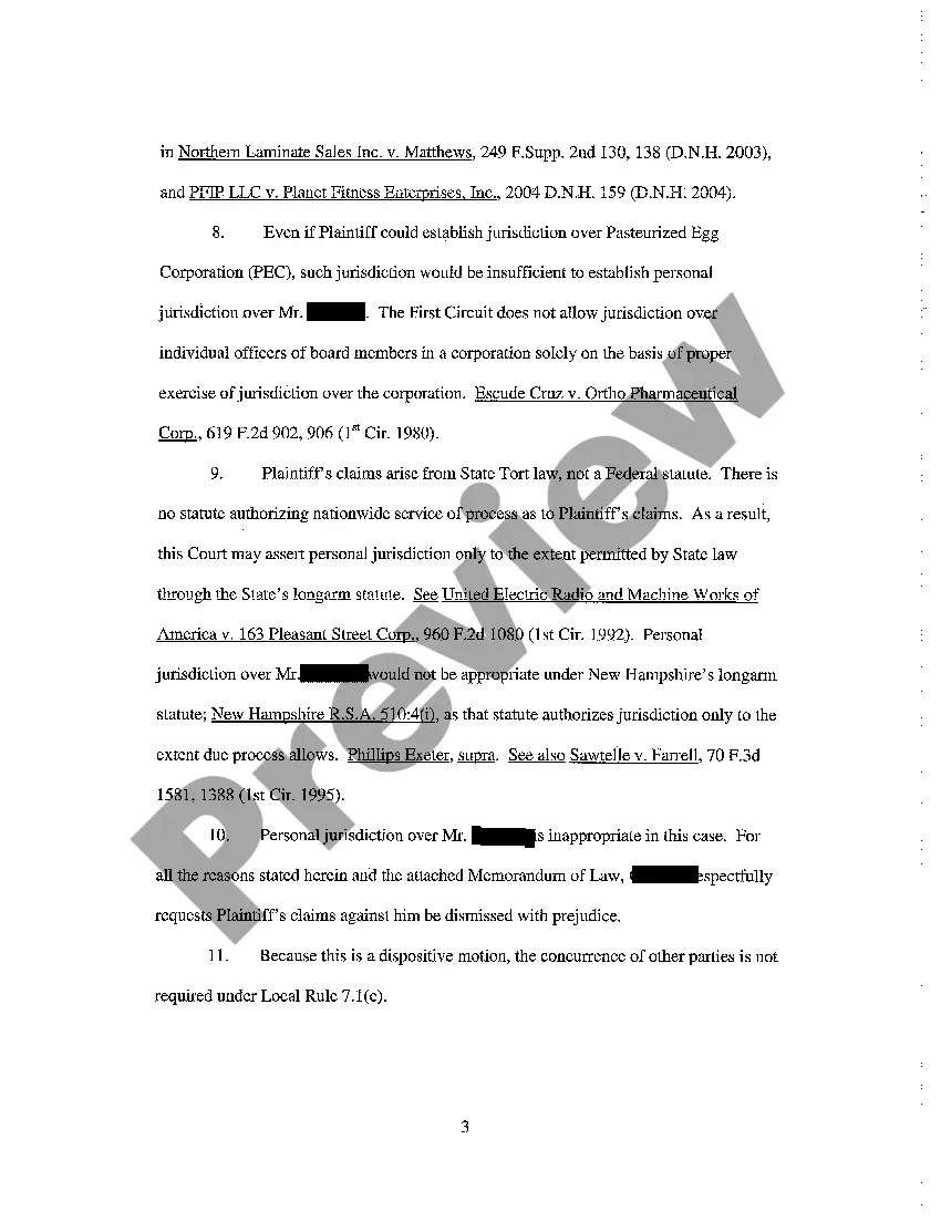 Get A07 Motion to Dismiss for Lack of Personal Jurisdiction Preview A07 Motion to Dismiss for Lack of Personal Jurisdiction