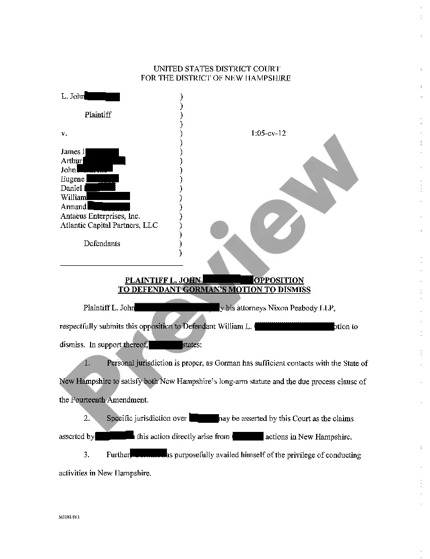Get A07 Motion to Dismiss for Lack of Personal Jurisdiction Preview A07 Motion to Dismiss for Lack of Personal Jurisdiction