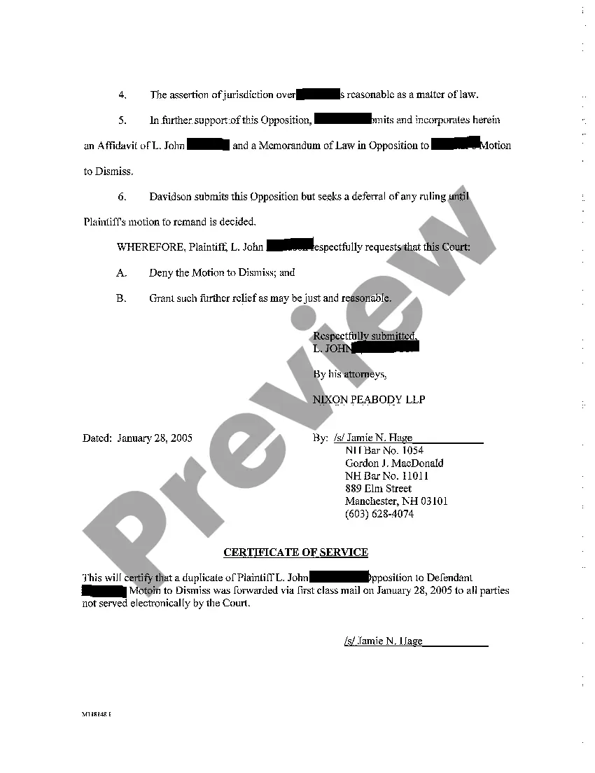 Get A07 Motion to Dismiss for Lack of Personal Jurisdiction Preview A07 Motion to Dismiss for Lack of Personal Jurisdiction
