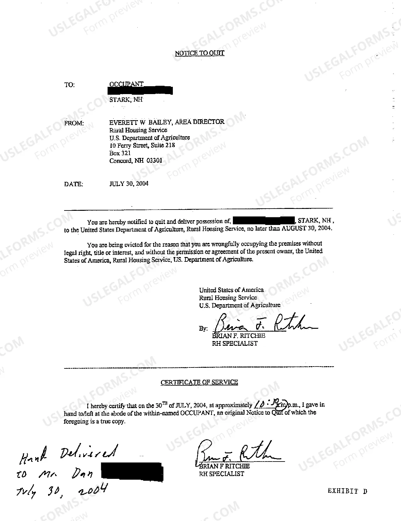 Preview A01 Complaint for Ejectment from Rural Housing Service Property and Quiet Title