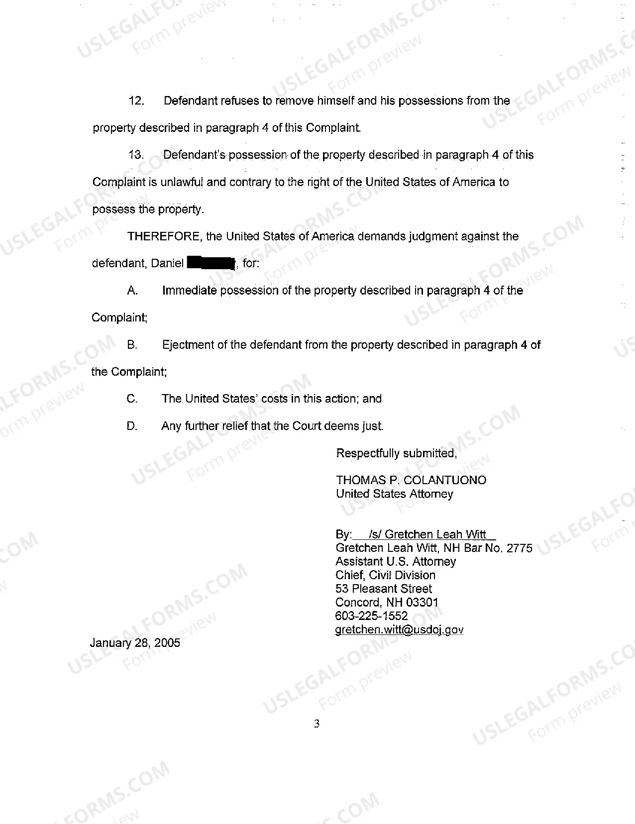 Preview A01 Complaint for Ejectment from Rural Housing Service Property and Quiet Title