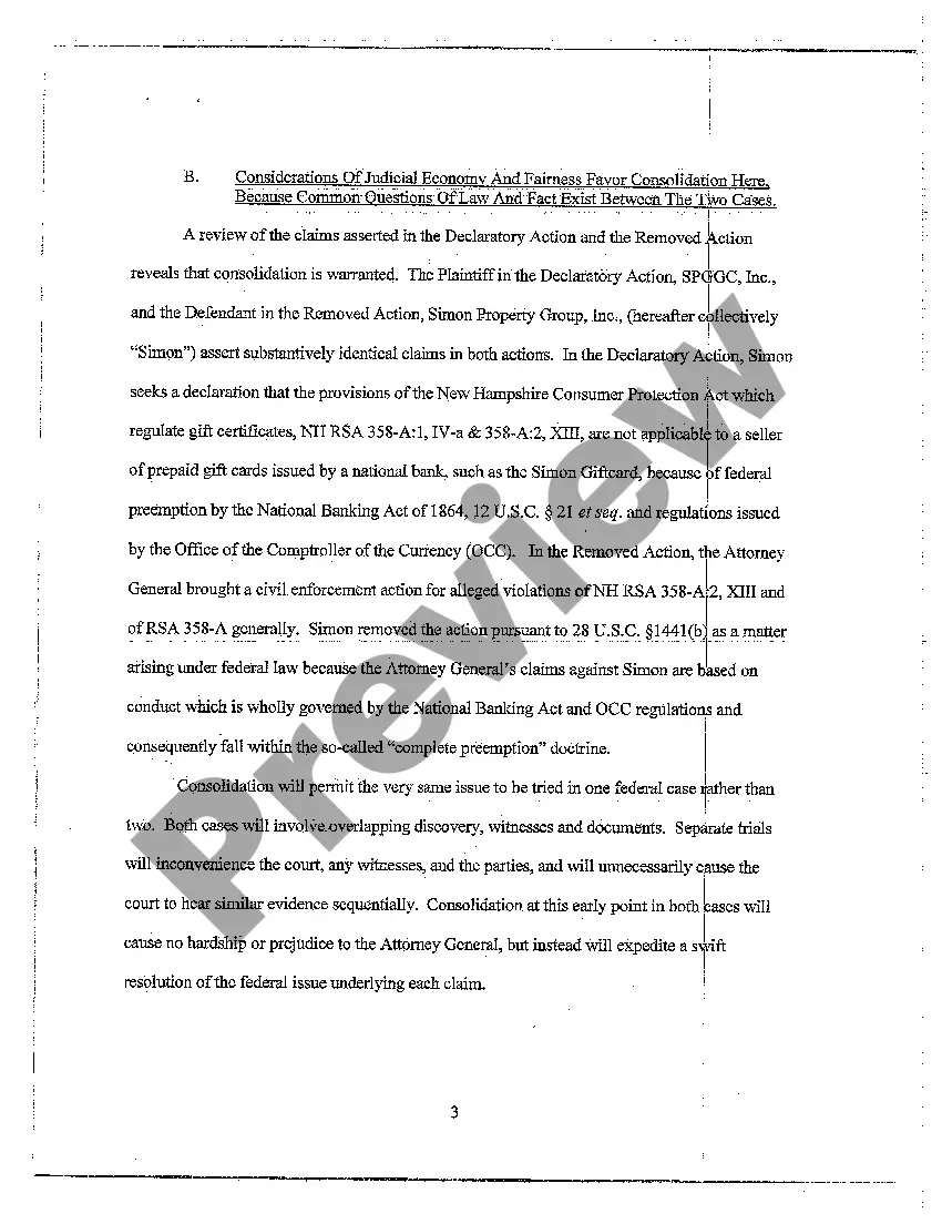 Preview A02 Plaintiff's Motion to Consolidate and Memorandum of Law in Support of Motion