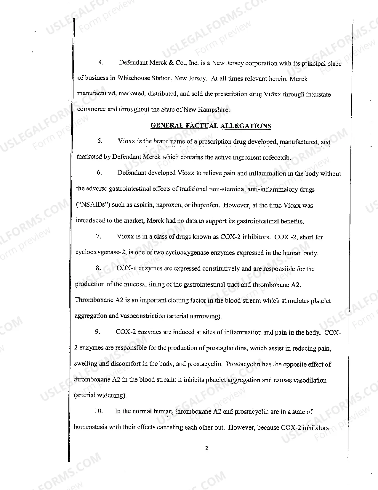 Preview Complaint for Strict Liability, Fraud, Negligence in Promotion, Manufacture, and Sale of Vioxx Resulting in Personal Injury to Plaintiff