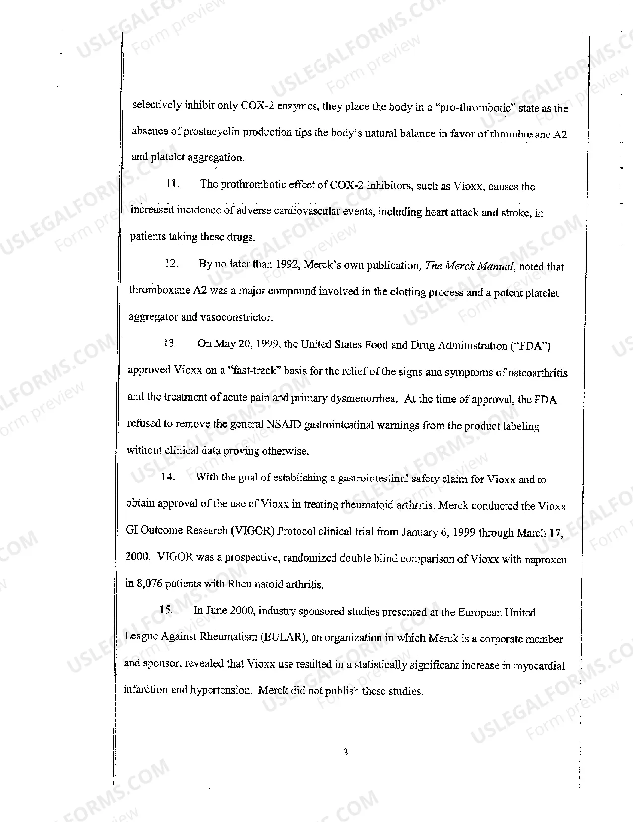 Preview Complaint for Strict Liability, Fraud, Negligence in Promotion, Manufacture, and Sale of Vioxx Resulting in Personal Injury to Plaintiff