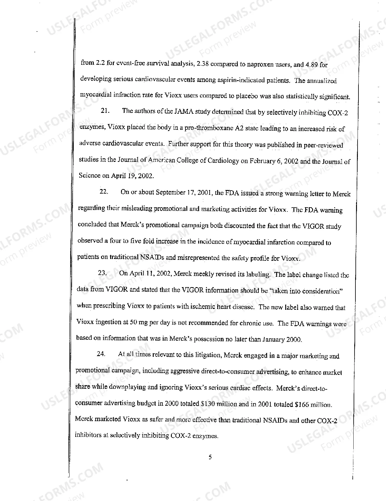 Preview Complaint for Strict Liability, Fraud, Negligence in Promotion, Manufacture, and Sale of Vioxx Resulting in Personal Injury to Plaintiff