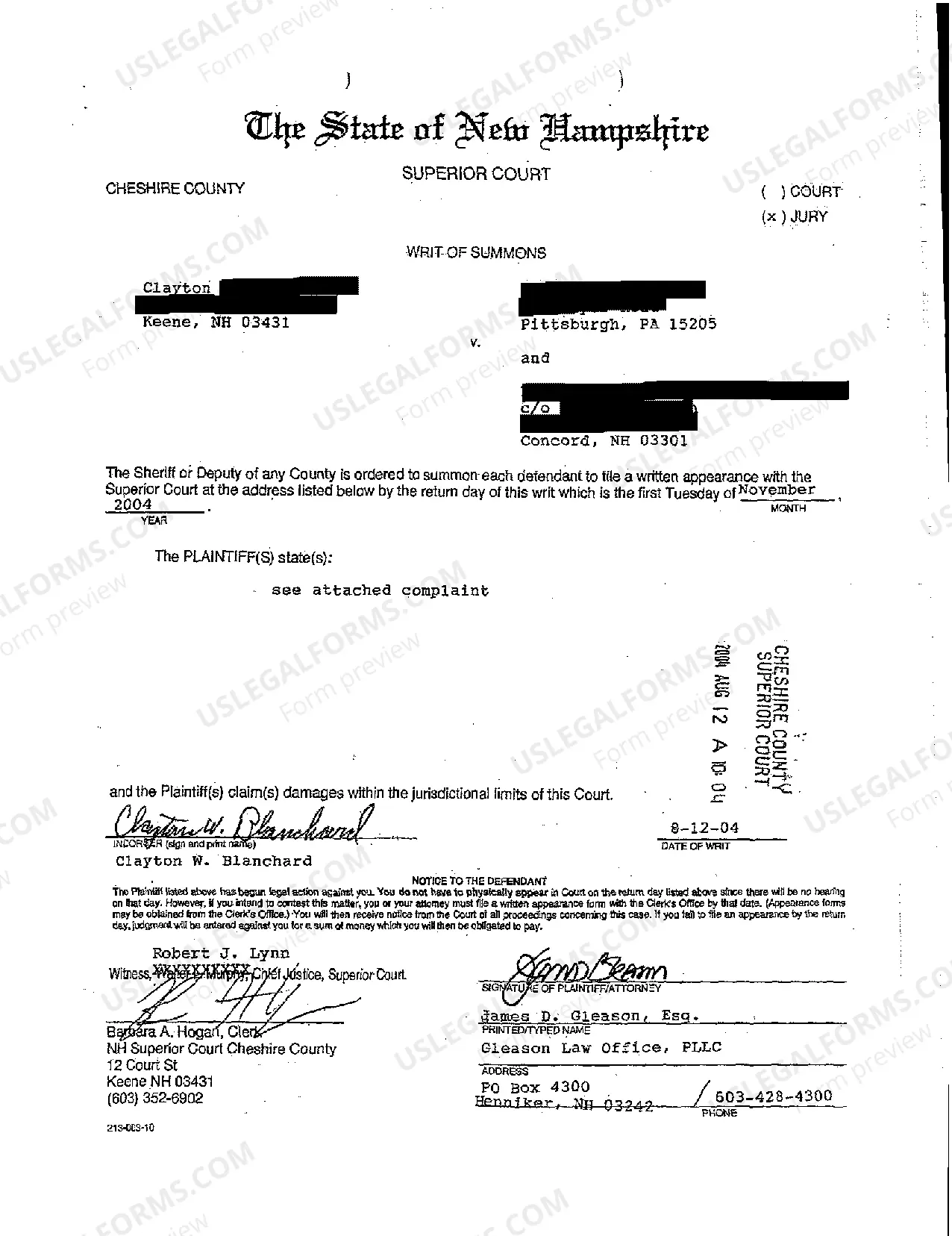 Preview A01 Complaint for Strict Liability, Negligence in Manufacture and Sale of Baycol Resulting in Personal Injury to Plaintiff