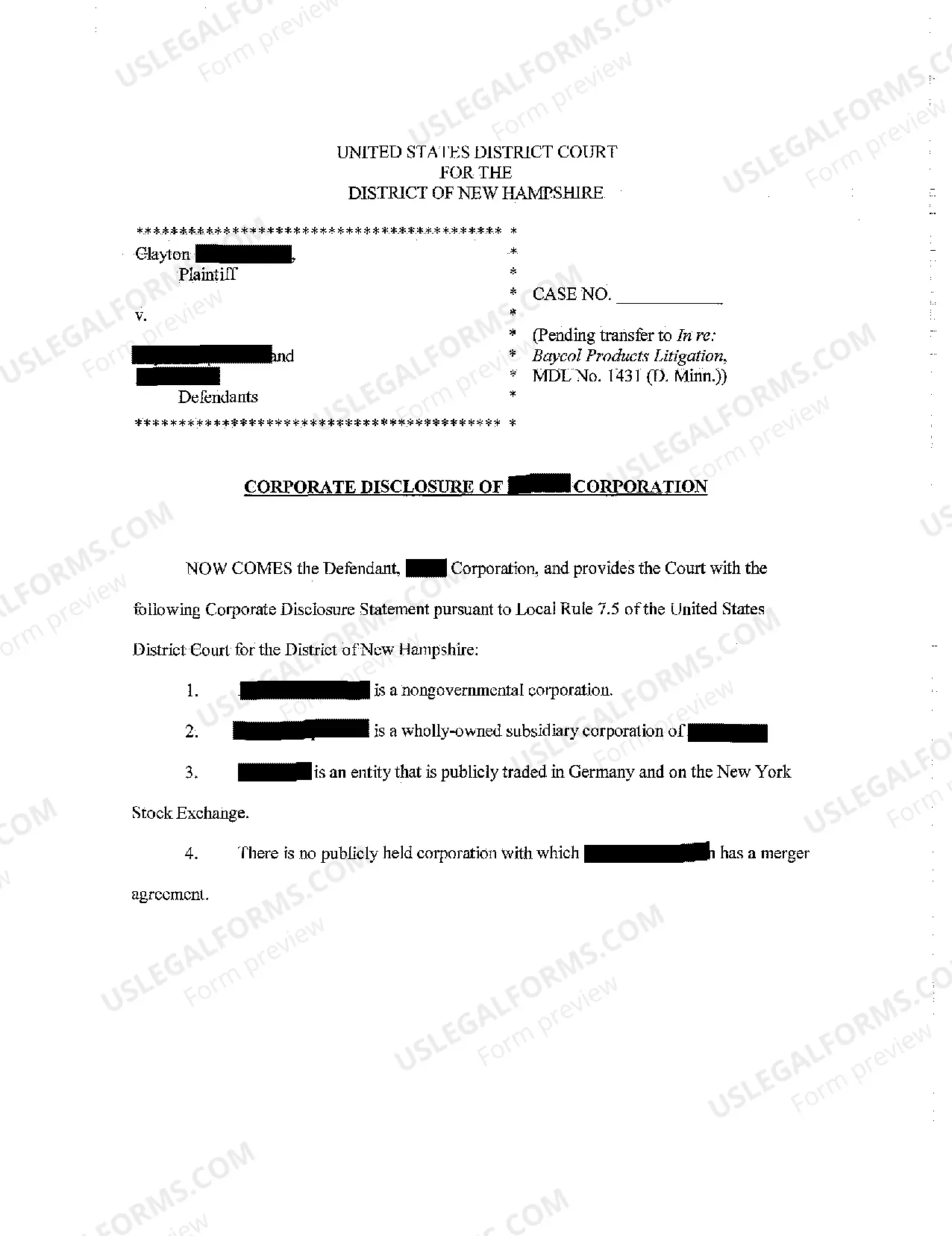 Preview A01 Complaint for Strict Liability, Negligence in Manufacture and Sale of Baycol Resulting in Personal Injury to Plaintiff
