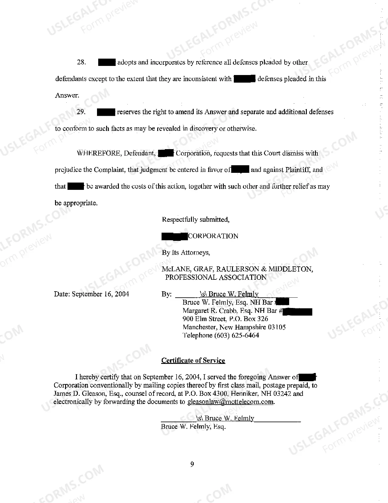 Preview A02 Answer of Defendant