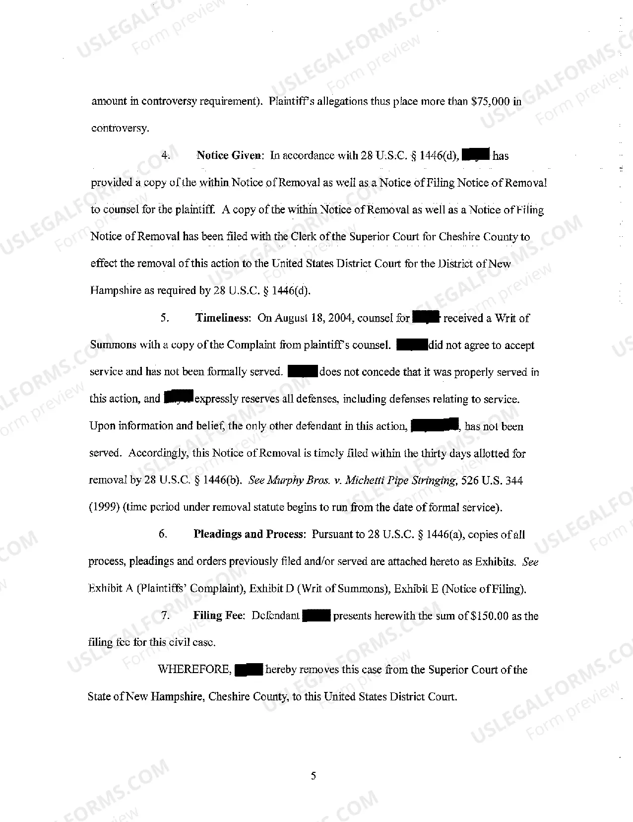 Preview A03 Notice of Removal from State Superior Court to United States District Court