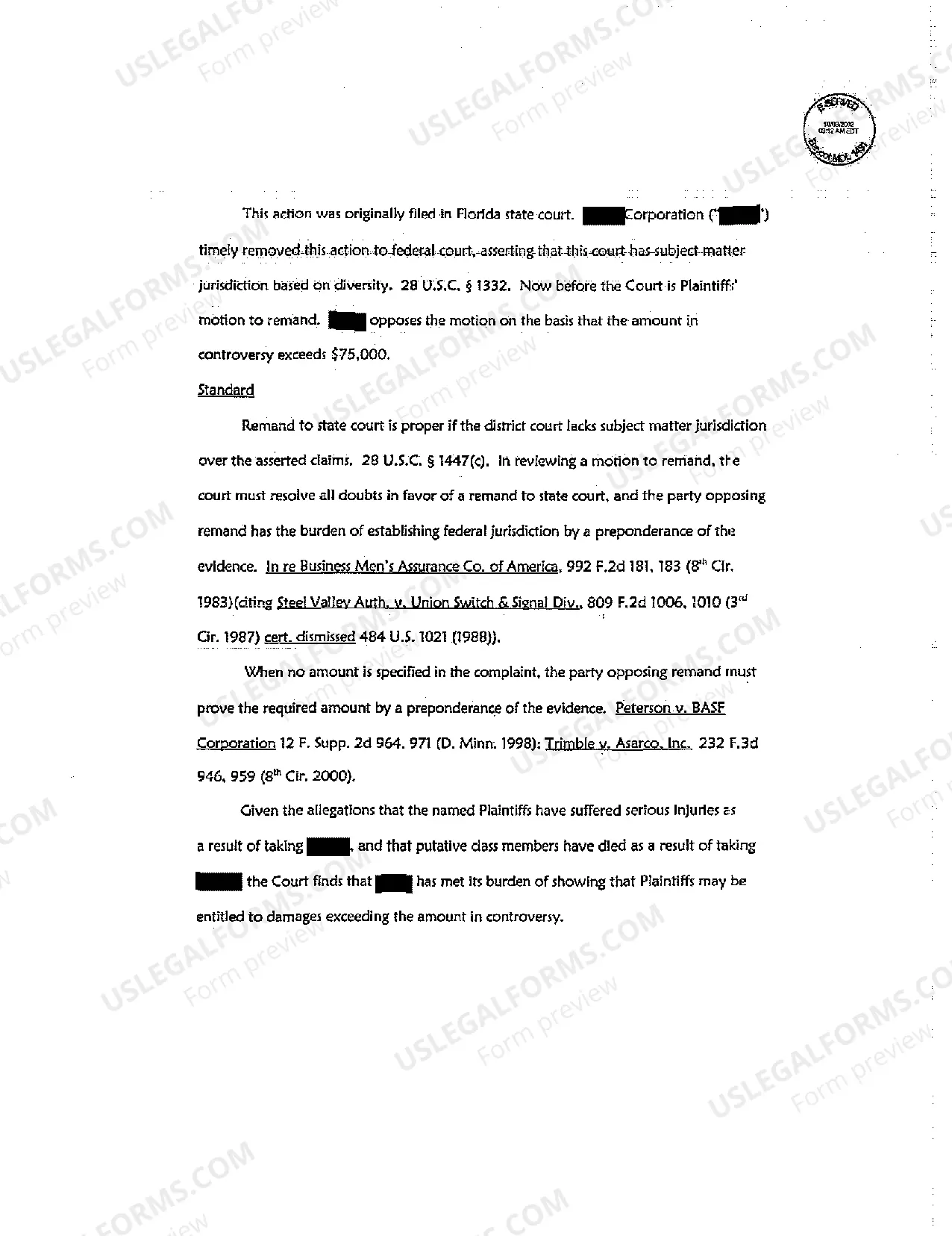 Preview A03 Notice of Removal from State Superior Court to United States District Court