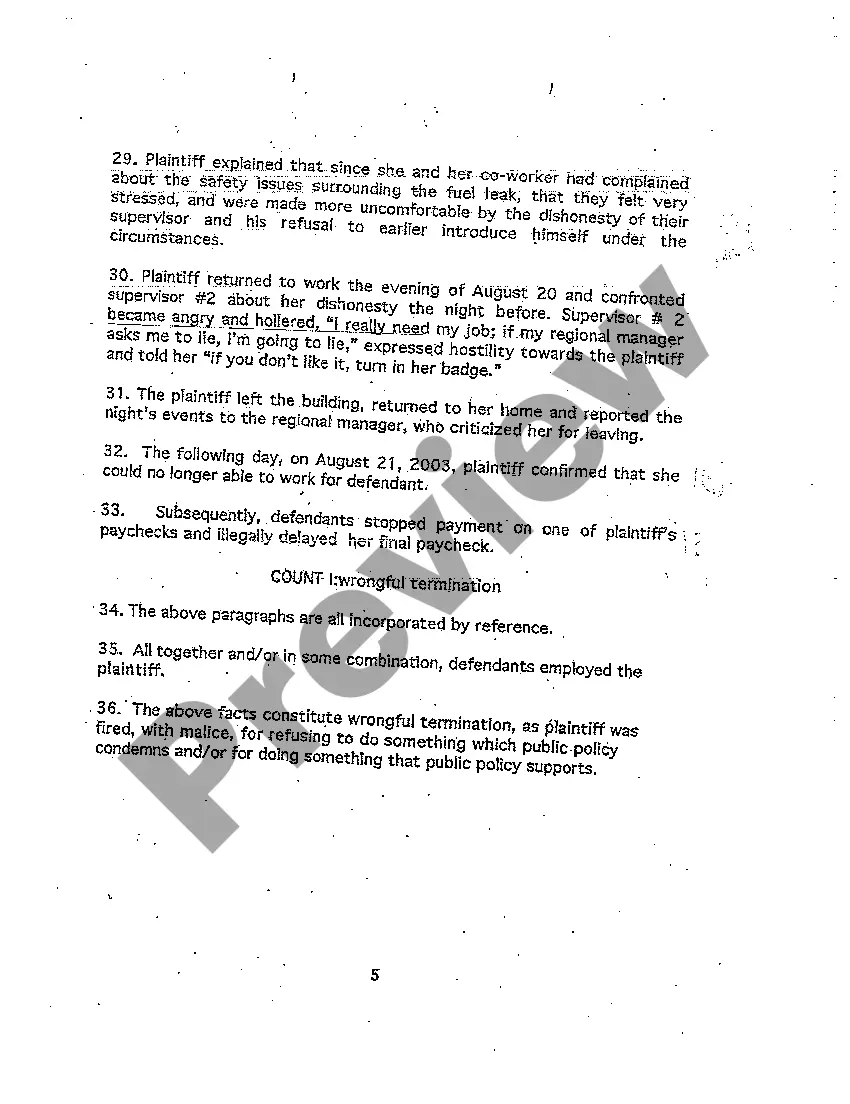 Preview A01 Petition for Wages and Claims for Wrongful Termination