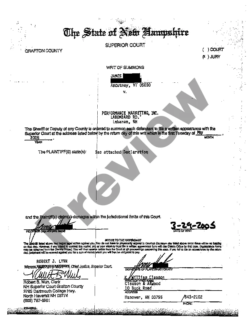 Preview A01 Declaration for Relief Due to Wrongful Termination