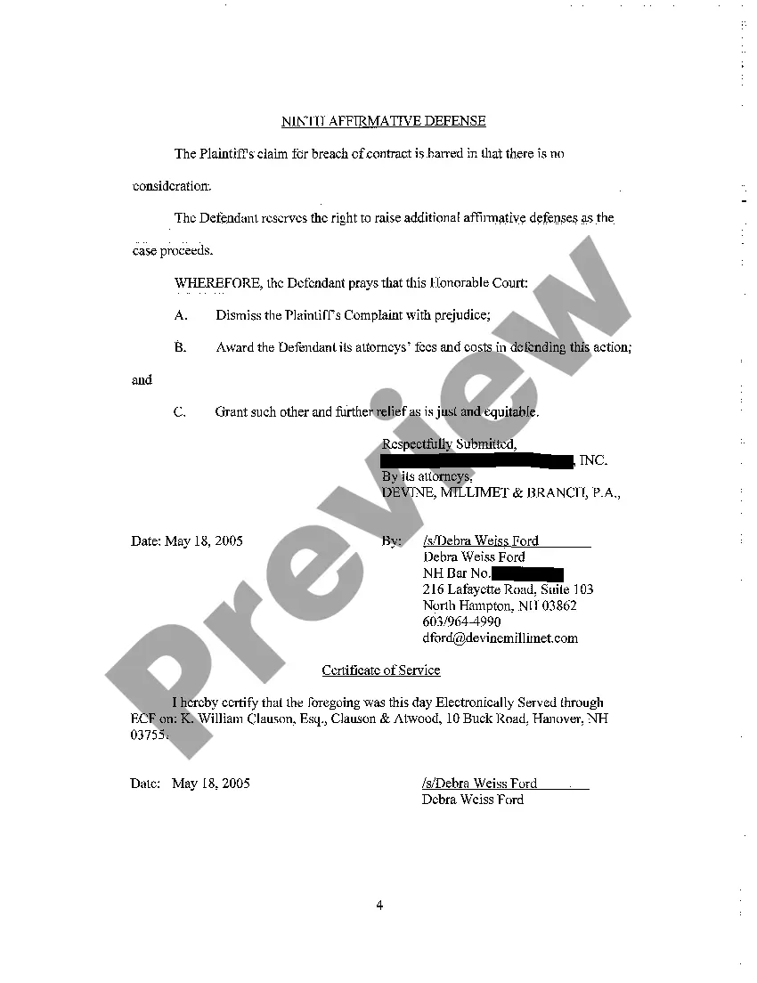 Get A02 Defendants Answer to Plaintiff's Complaint and Demand for Jury Trial Preview A02 Defendants Answer to Plaintiff's Complaint and Demand for Jury Trial
