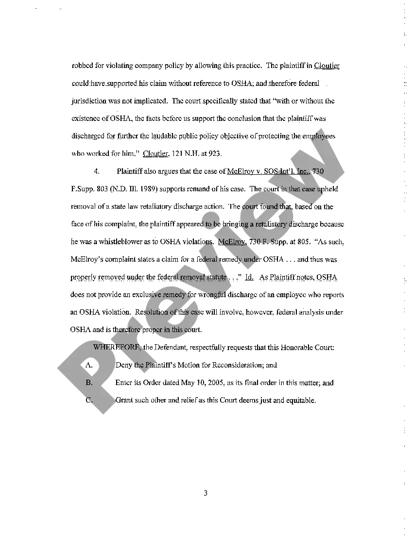 Preview A07 Motion to Reconsider Court Order Granting Defendant's Motion to Remand