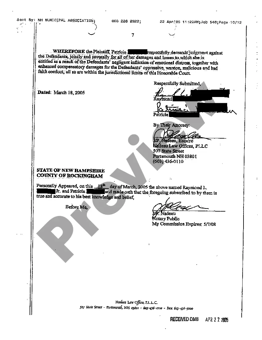 Preview A01 Complaint Against Municipality for Malicious Prosecution and Abuse of Civil Process regarding Zoning Ordinance Compliance