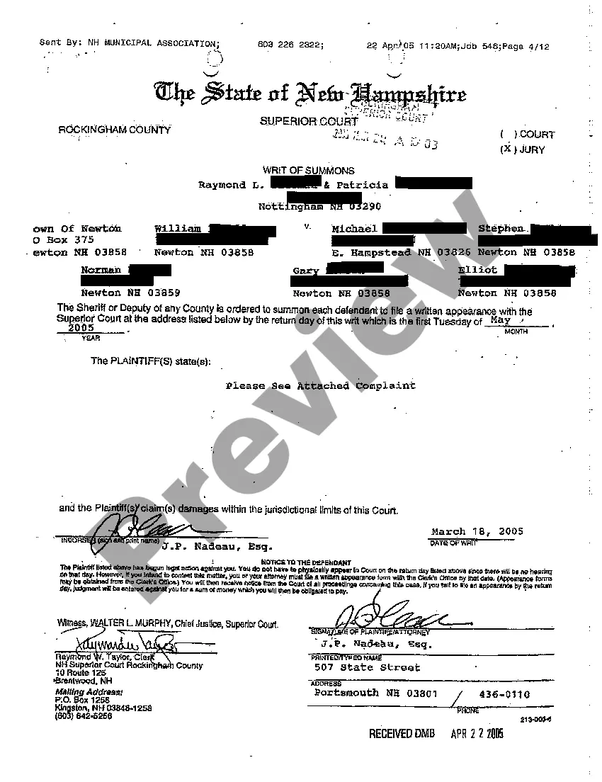 Preview A01 Complaint Against Municipality for Malicious Prosecution and Abuse of Civil Process regarding Zoning Ordinance Compliance