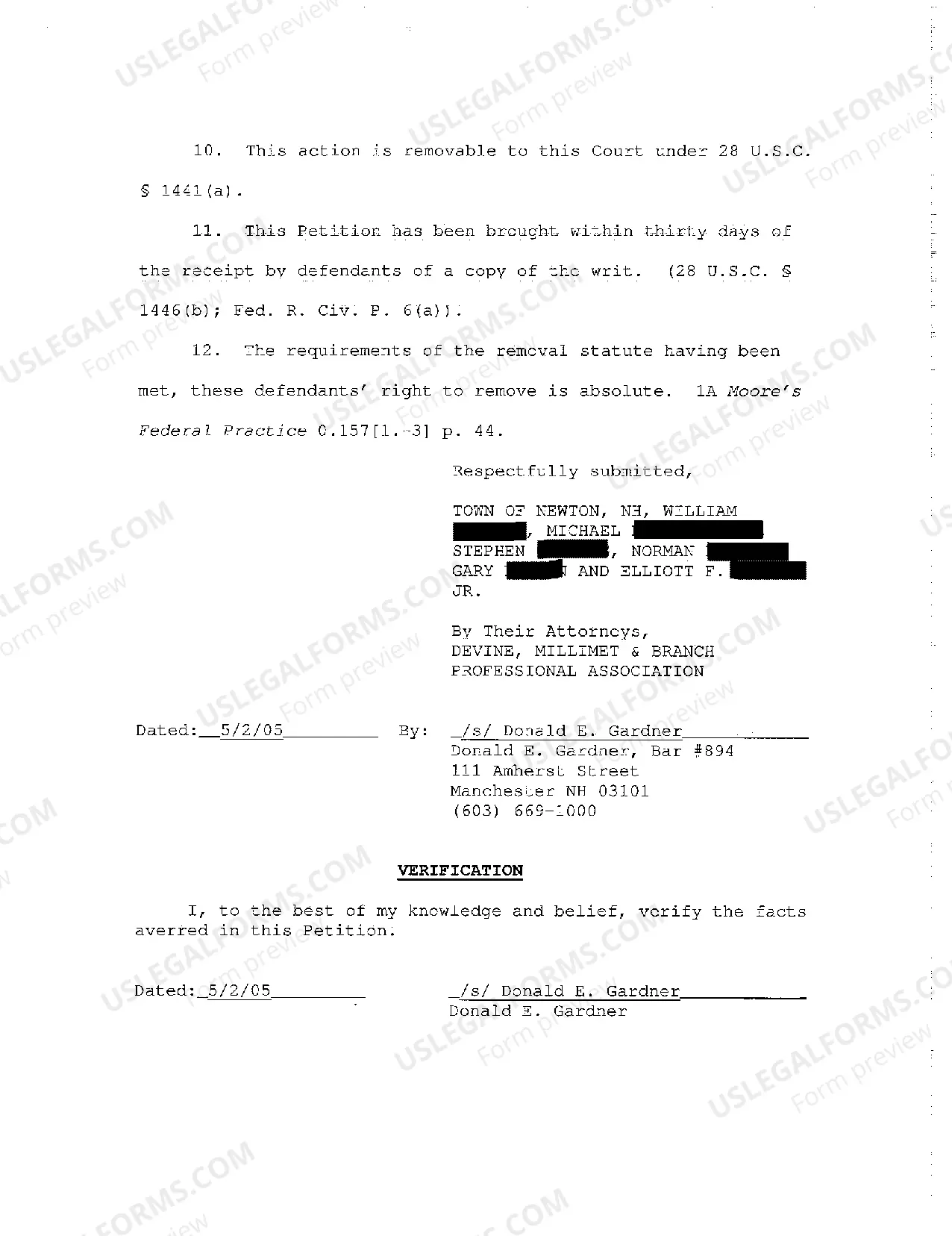 Preview A06 Petition for Removal by Defendants from State Court to United States District Court