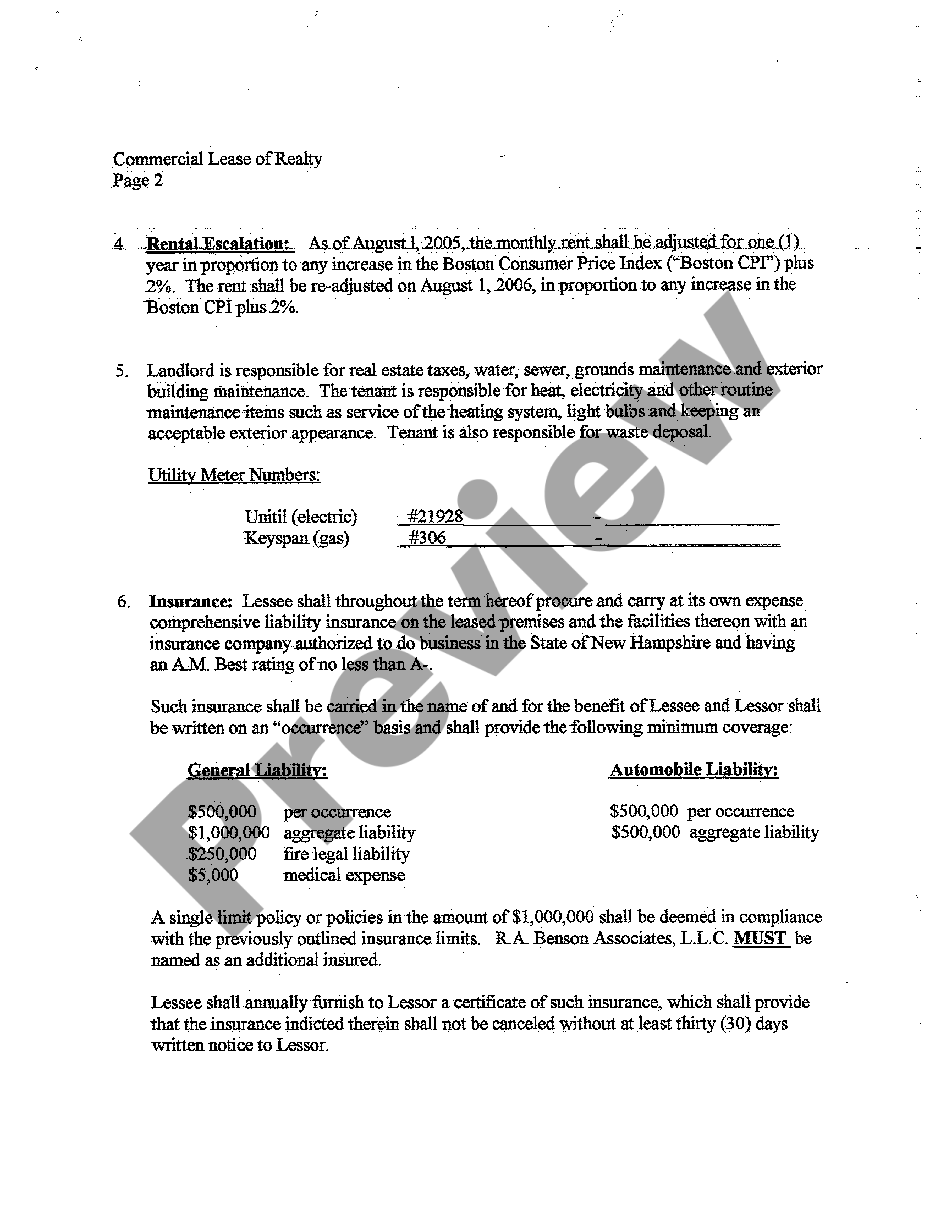 page 1 A02 Commercial Lease of Realty preview