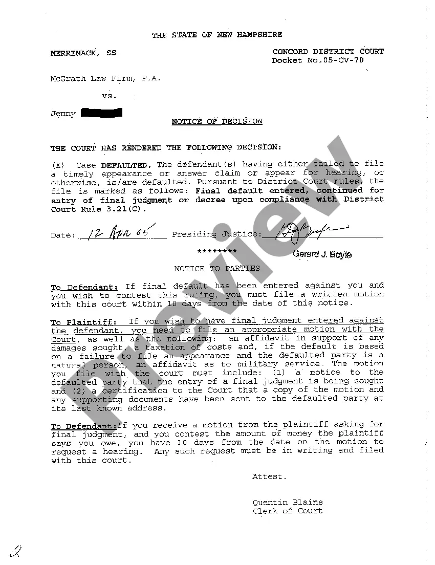 Get A06 Notice of Decision of Default Preview A06 Notice of Decision of Default