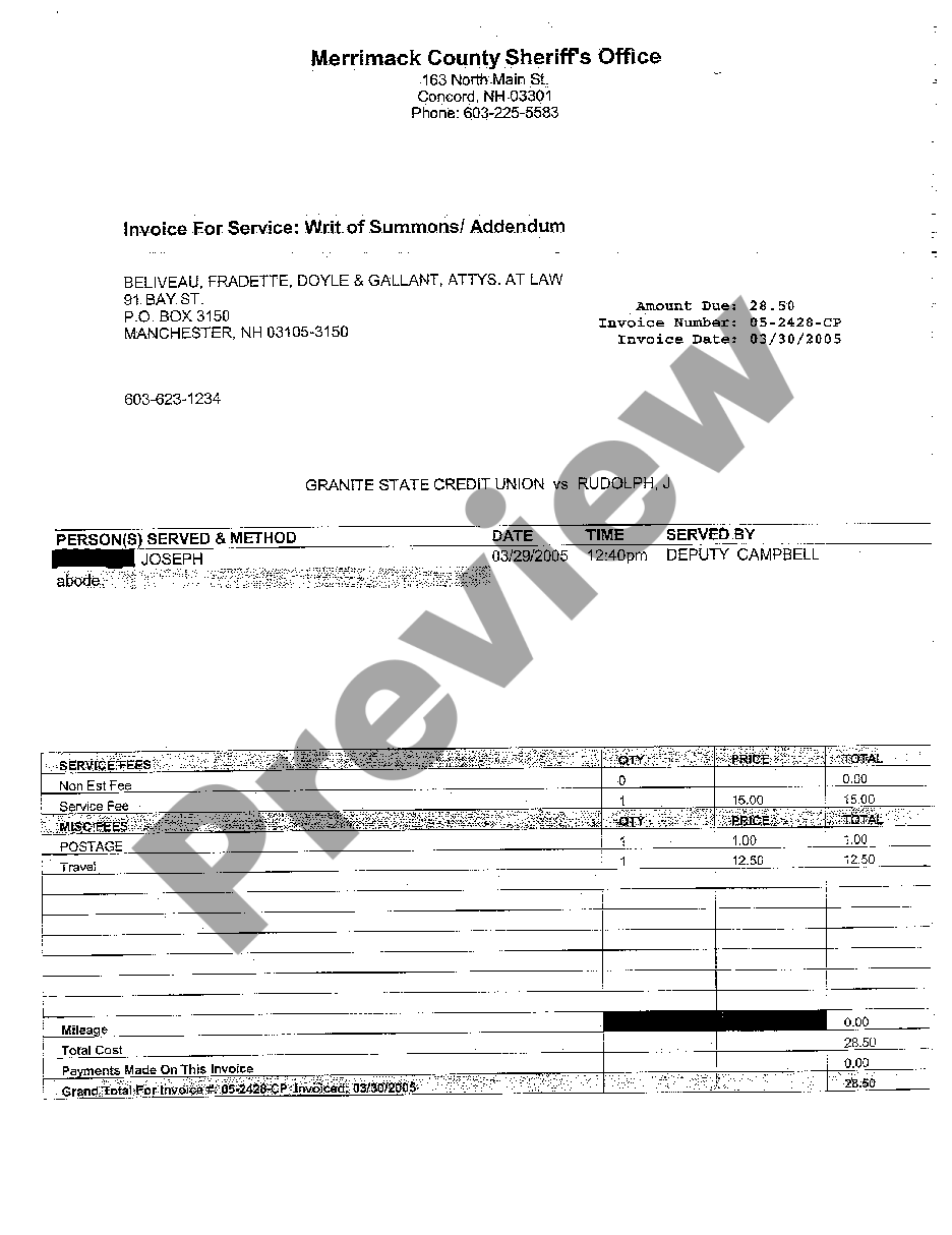 page 2 A01 Writ of Summons Collection of Debt for Breach of Credit Card Agreement preview