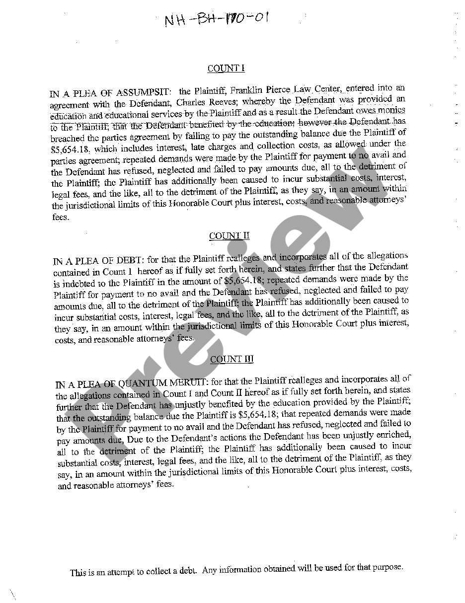 page 0 A01 Writ of Summons for Collection of Student Loan Repayment by Law Center preview
