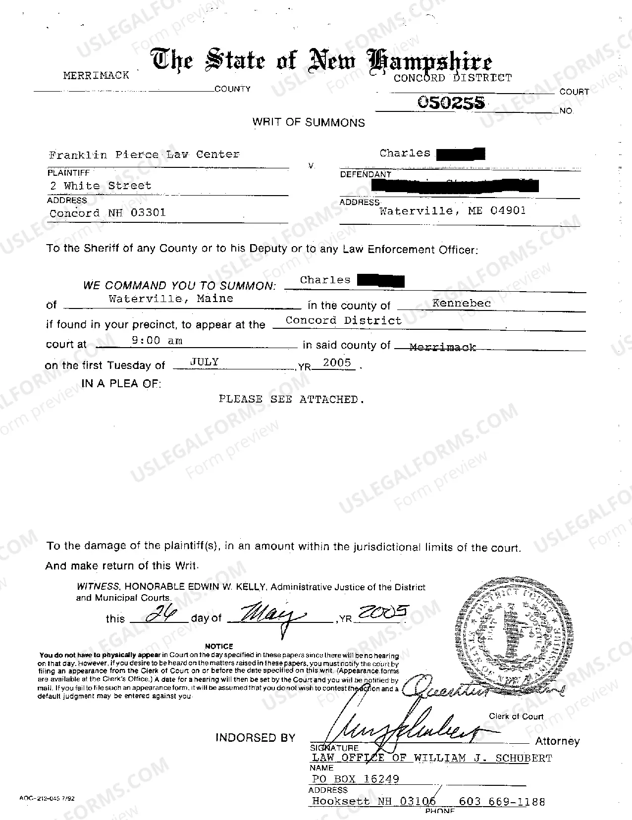 Preview A01 Writ of Summons for Collection of Student Loan Repayment by Law Center