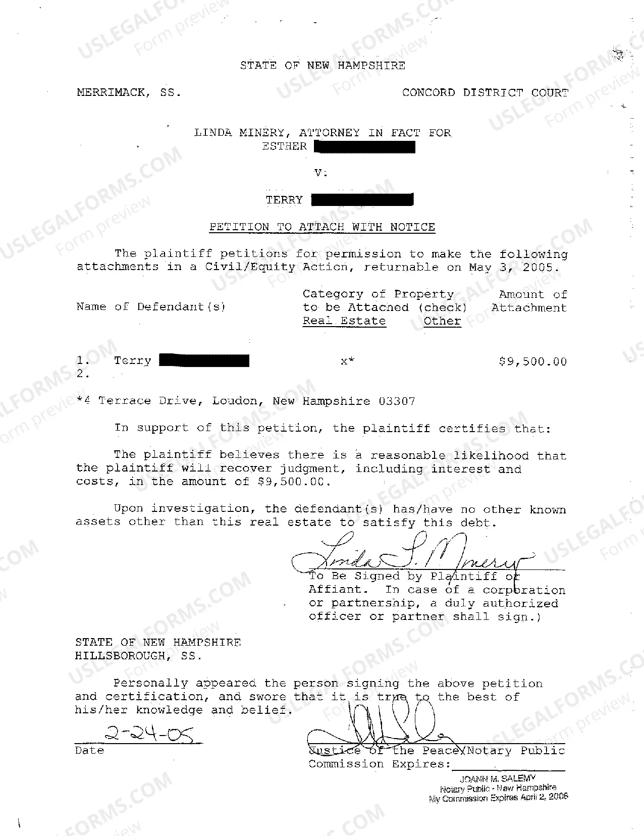 Preview A02 Petition to Attach Real Estate with Notice